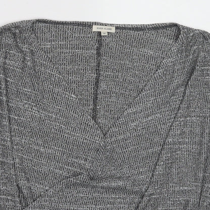 Womens UK Size 10 River Island Grey Basic Blouse