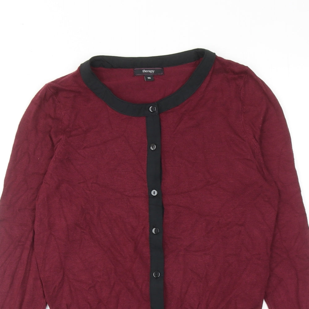 Womens UK Size M Therapy Red Cardigan Jumper