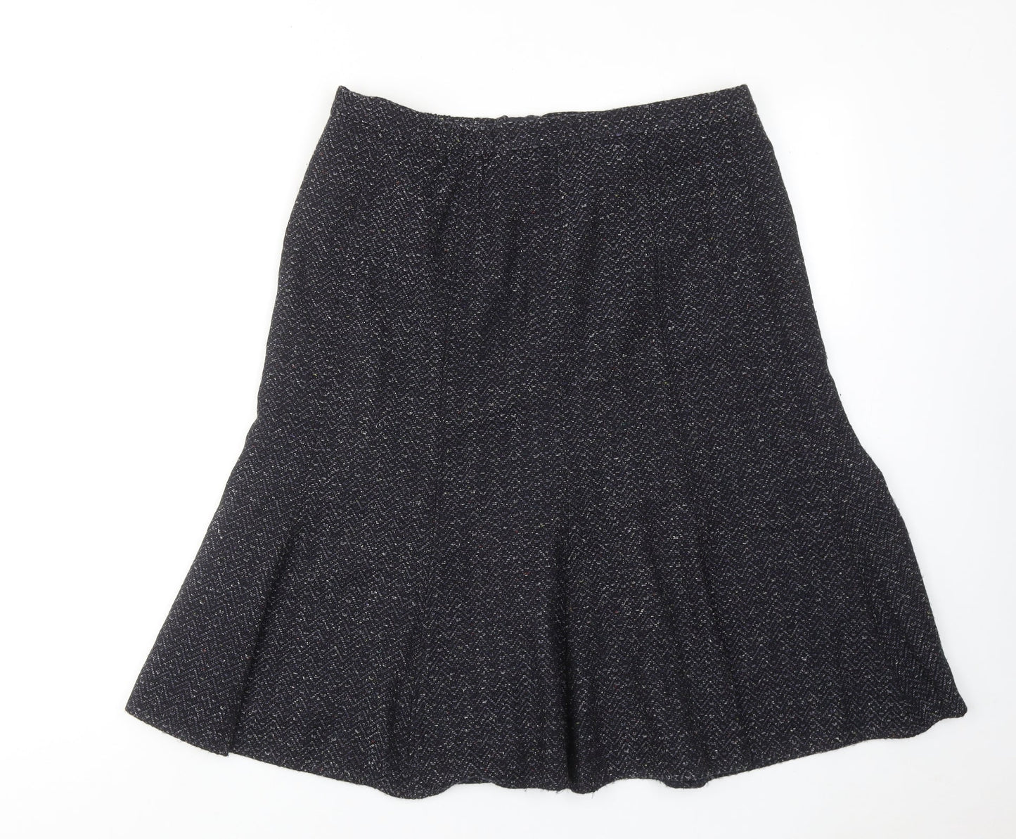 Marks and Spencer Womens Blue Geometric Acrylic Swing Skirt Size 14 Zip