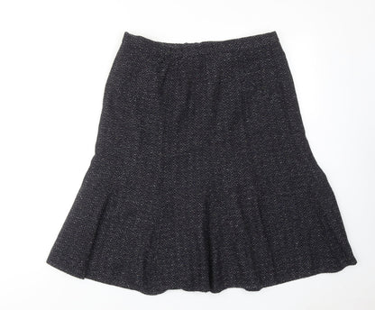 Marks and Spencer Womens Blue Geometric Acrylic Swing Skirt Size 14 Zip