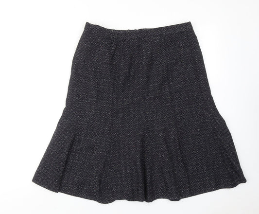 Marks and Spencer Womens Blue Geometric Acrylic Swing Skirt Size 14 Zip