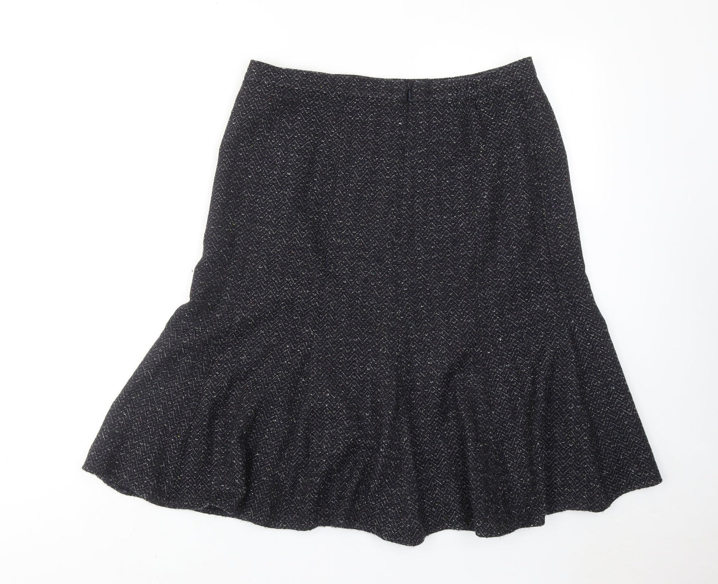 Marks and Spencer Womens Blue Geometric Acrylic Swing Skirt Size 14 Zip