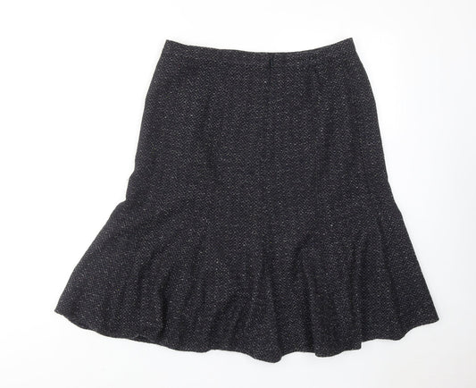 Marks and Spencer Womens Blue Geometric Acrylic Swing Skirt Size 14 Zip