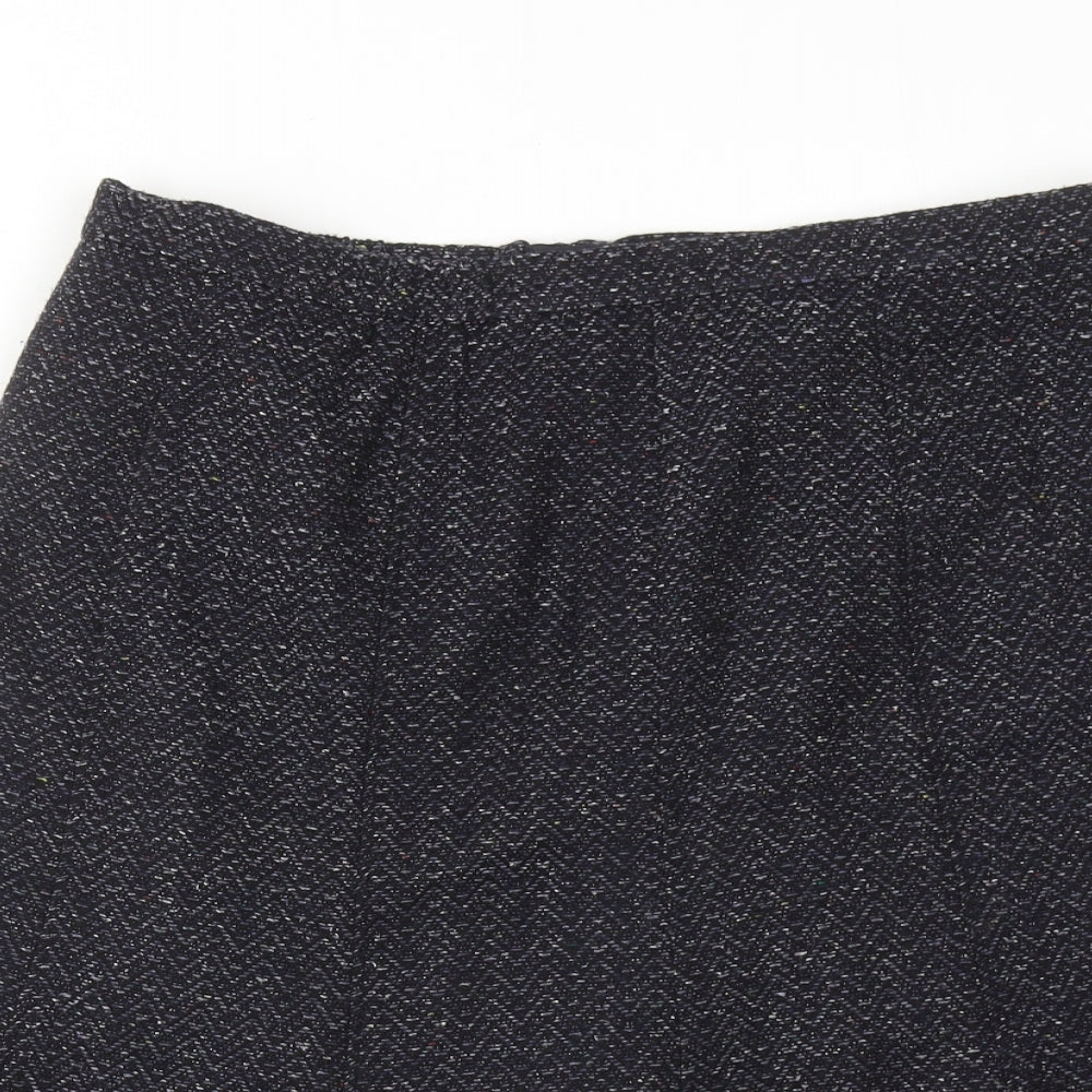 Marks and Spencer Womens Blue Geometric Acrylic Swing Skirt Size 14 Zip
