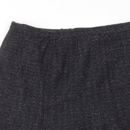 Marks and Spencer Womens Blue Geometric Acrylic Swing Skirt Size 14 Zip