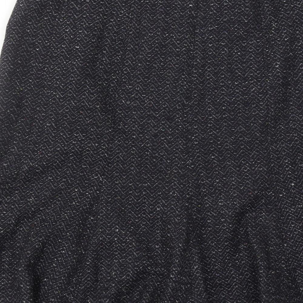 Marks and Spencer Womens Blue Geometric Acrylic Swing Skirt Size 14 Zip