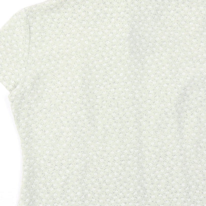 Classics Womens Green Floral Polyester Basic Button-Up Size 12 Collared