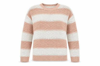 Forever 21 Womens Pink Round Neck Striped Cotton Pullover Jumper Size S