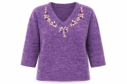 Womens UK Size 10 Damart Purple Pullover Jumper