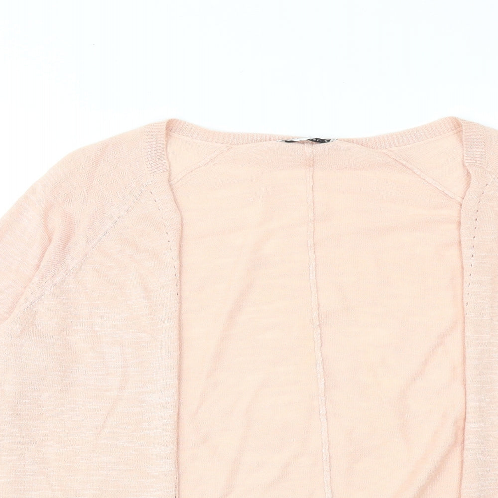 Classic Womens Pink V-Neck Ramie Cardigan Jumper Size 10