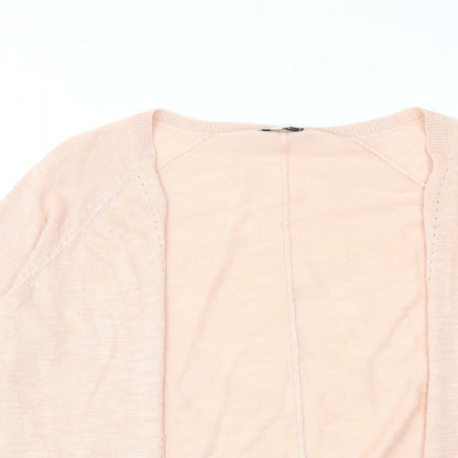 Classic Womens Pink V-Neck Ramie Cardigan Jumper Size 10