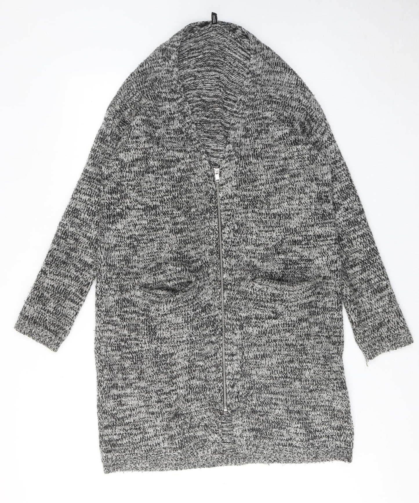 Womens UK Size S H&M Grey Full Zip Jumper