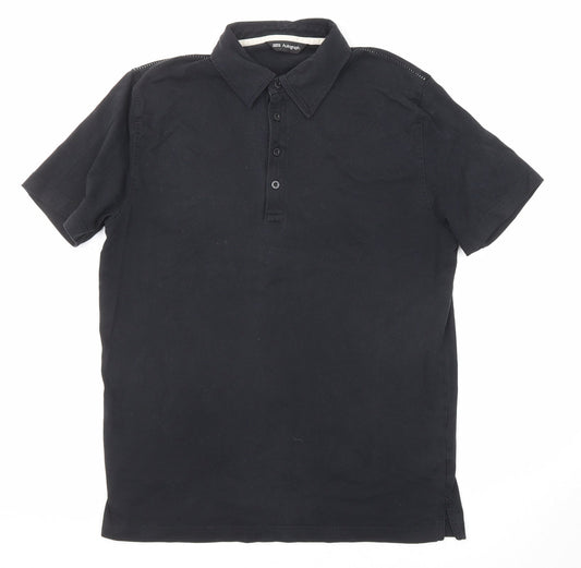 Autograph Mens Black Cotton Polo Size M Collared Button