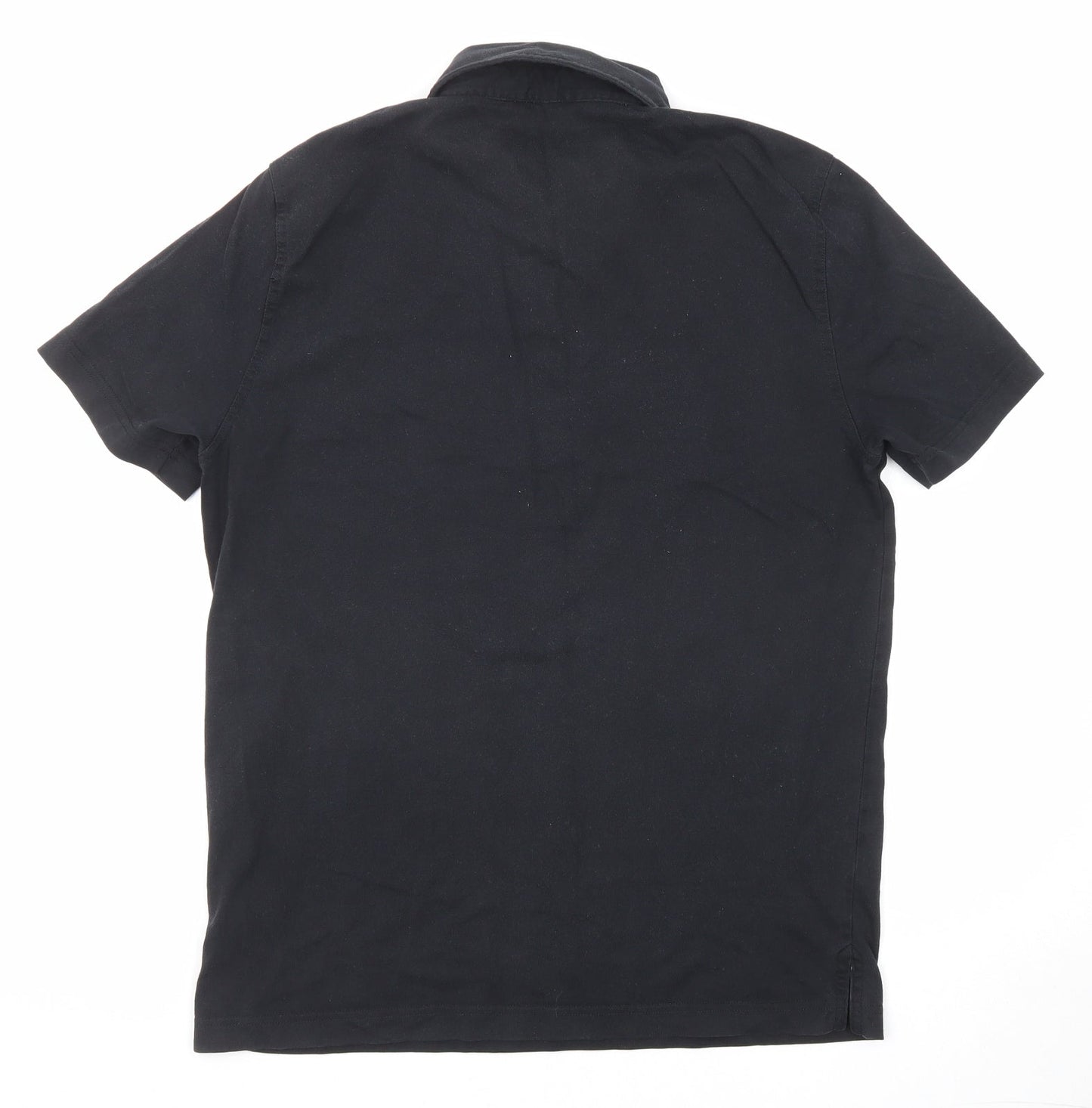 Autograph Mens Black Cotton Polo Size M Collared Button