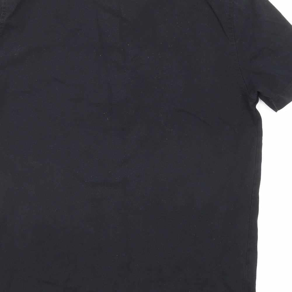 Autograph Mens Black Cotton Polo Size M Collared Button