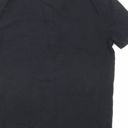 Autograph Mens Black Cotton Polo Size M Collared Button