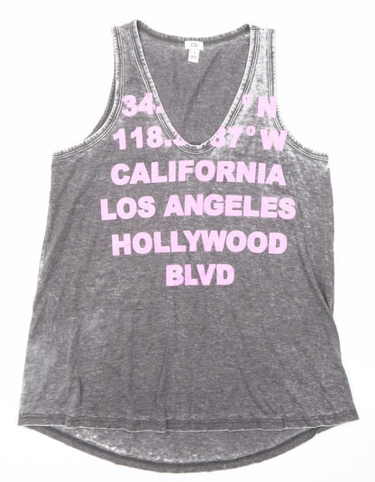 Womens UK Size 8 River Island Grey Basic Tank