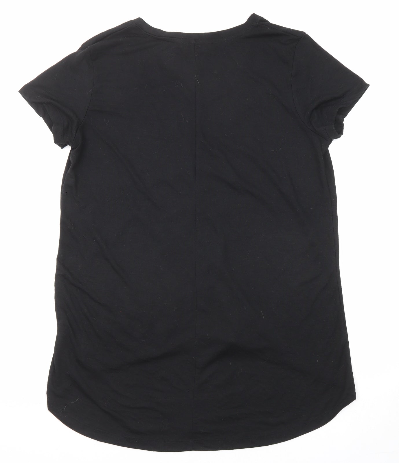 Capsule Womens Black Polyester Basic T-Shirt Size 12 Round Neck