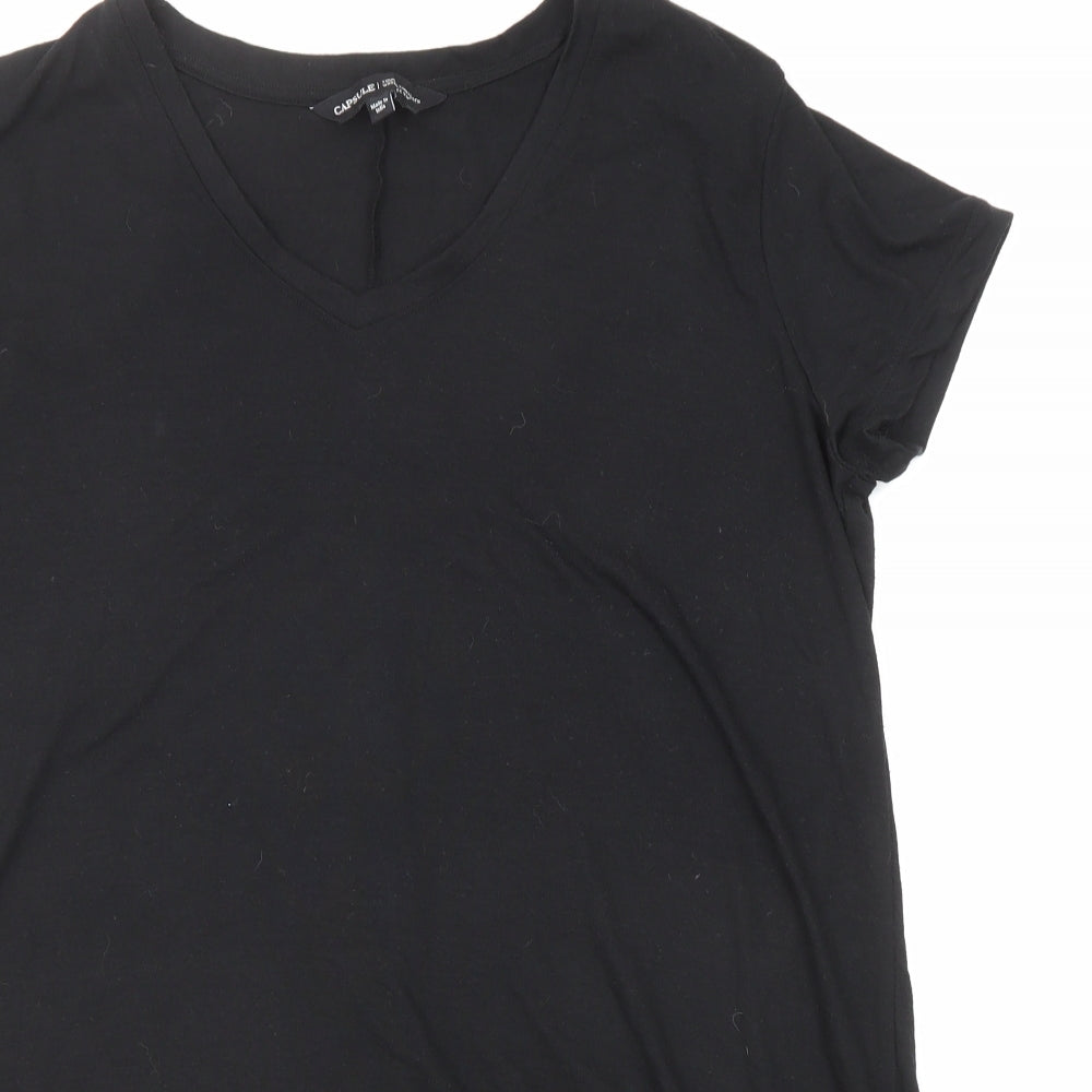 Capsule Womens Black Polyester Basic T-Shirt Size 12 Round Neck
