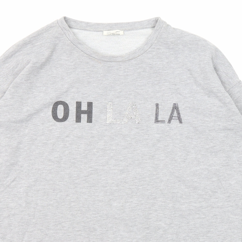River Island Womens Grey Polyester Pullover Sweatshirt Size 8 Pullover - OH LA LA Long line