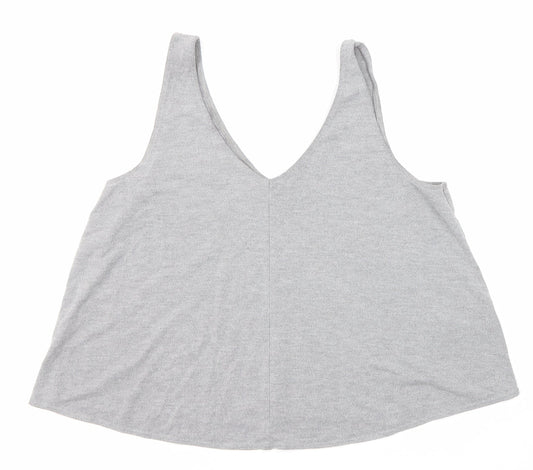 Womens UK Size 12 Topshop Grey Cropped Tank
