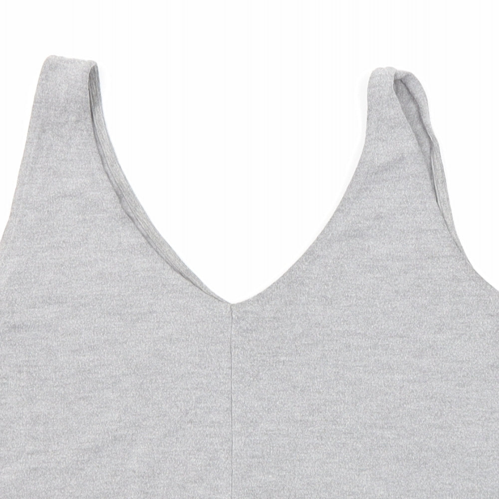 Womens UK Size 12 Topshop Grey Cropped Tank