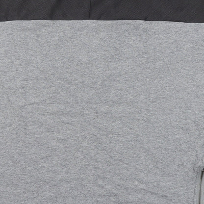 Seed Mens Grey Colourblock Cotton T-Shirt Size L Crew Neck Zip - Good vibes
