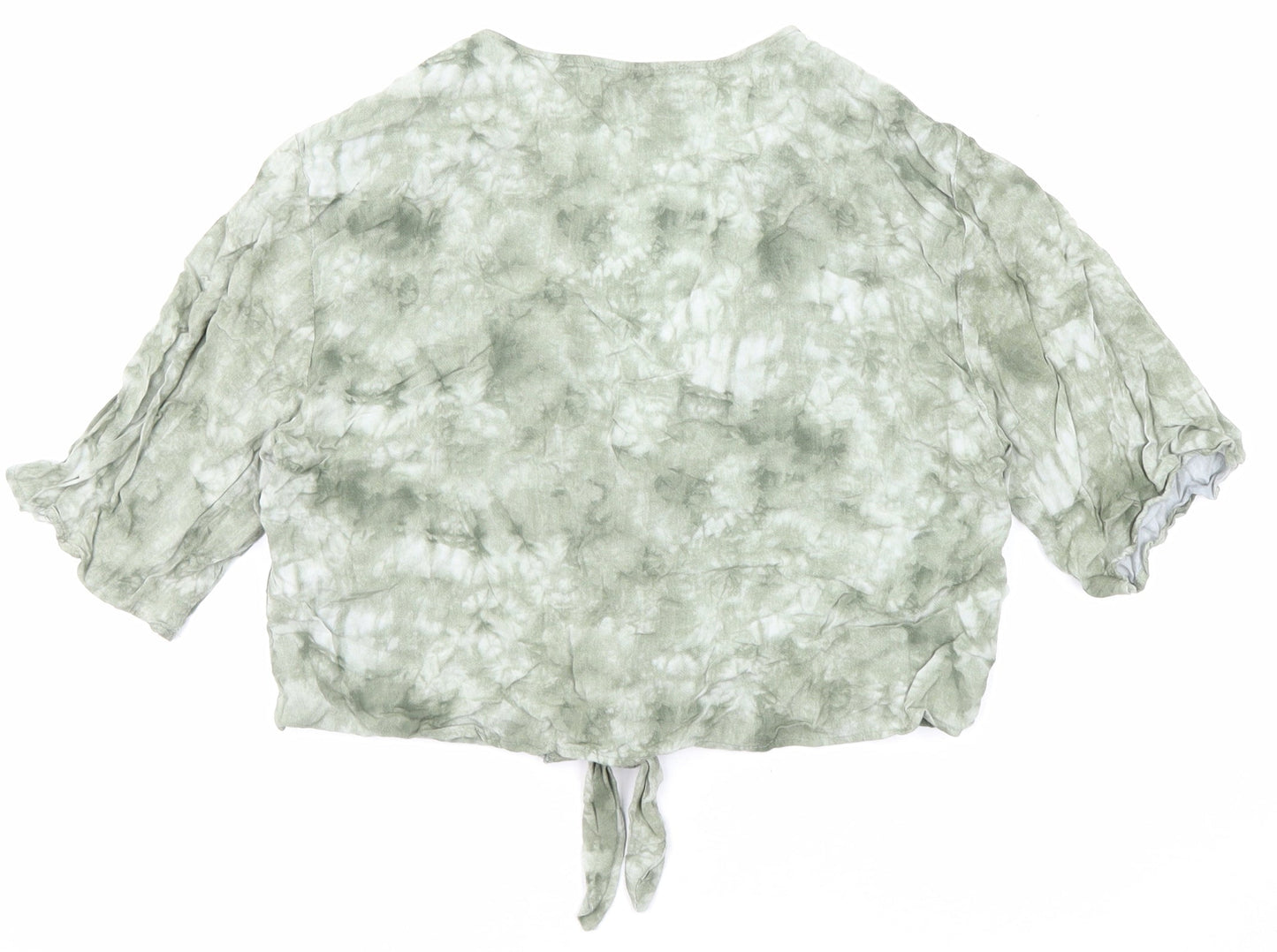 Womens UK Size S Pull&Bear Green Cropped Button-Up