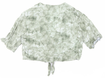 Womens UK Size S Pull&Bear Green Cropped Button-Up