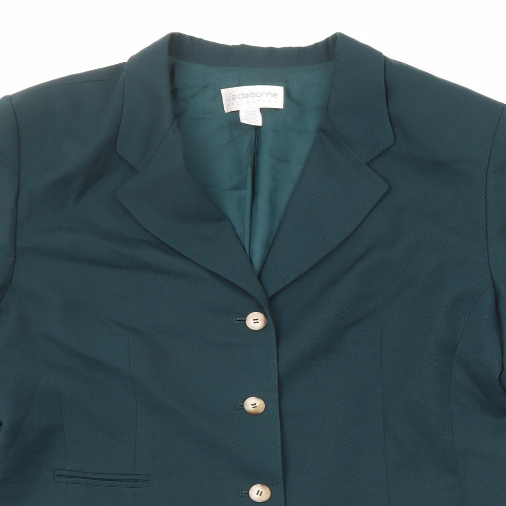 Liz Claiborne Womens Green Wool Jacket Suit Jacket Size 16