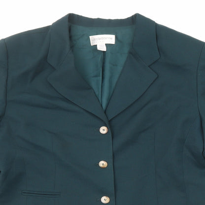 Liz Claiborne Womens Green Wool Jacket Suit Jacket Size 16