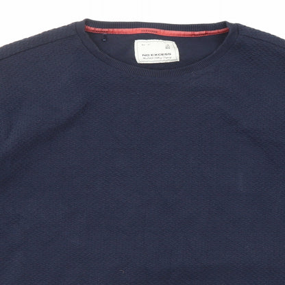 No Excess Mens Blue Cotton Pullover Sweatshirt Size XL