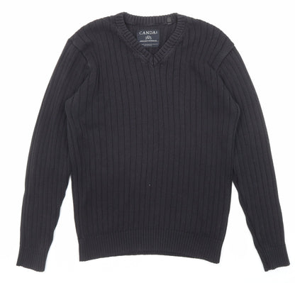 C&A Womens Black V-Neck Acrylic Pullover Jumper Size M