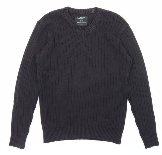 C&A Womens Black V-Neck Acrylic Pullover Jumper Size M