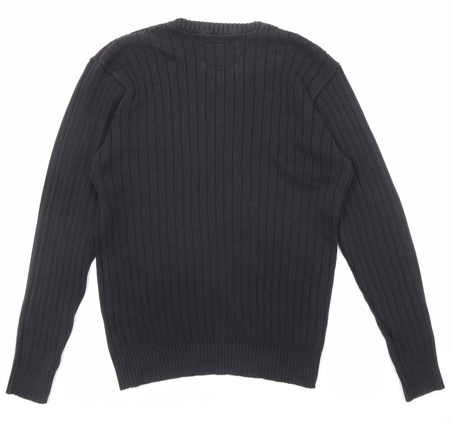 C&A Womens Black V-Neck Acrylic Pullover Jumper Size M