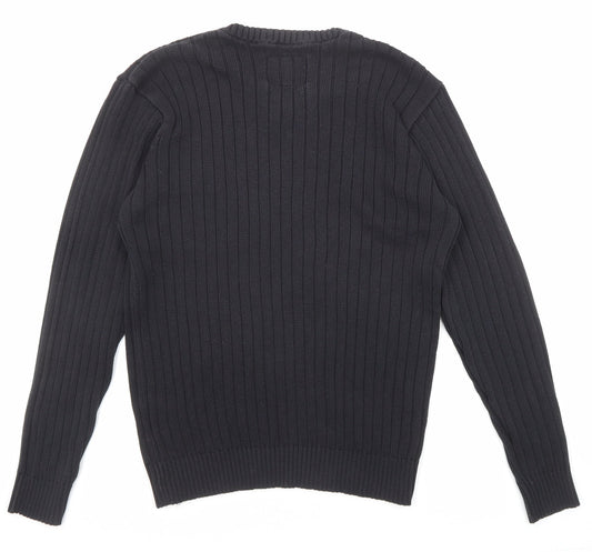 C&A Womens Black V-Neck Acrylic Pullover Jumper Size M