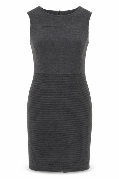 Marks and Spencer Womens Grey Acrylic Shift Size 10 Round Neck Zip
