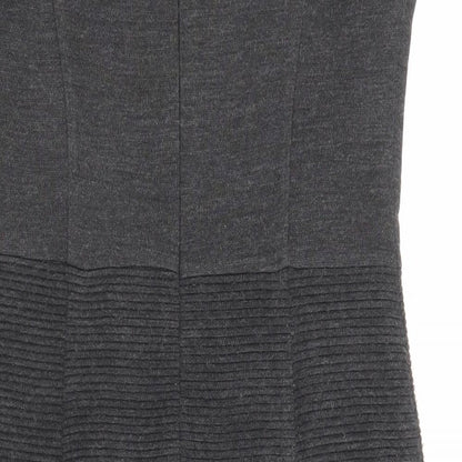 Marks and Spencer Womens Grey Acrylic Shift Size 10 Round Neck Zip