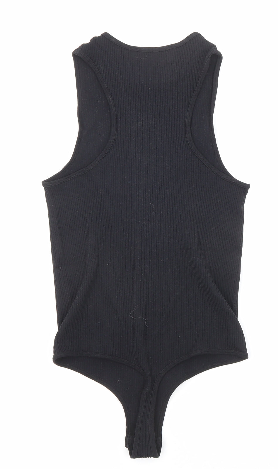 PRETTYLITTLETHING Womens Black Polyamide Bodysuit One-Piece Size S Snap