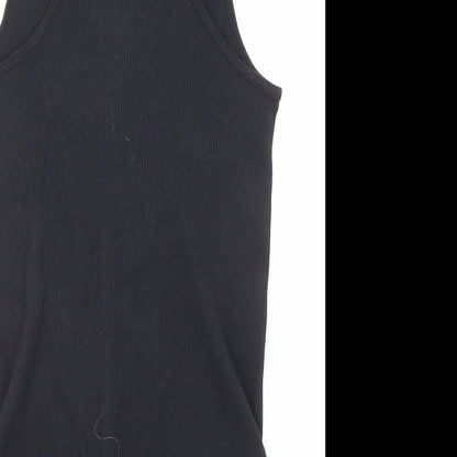 PRETTYLITTLETHING Womens Black Polyamide Bodysuit One-Piece Size S Snap