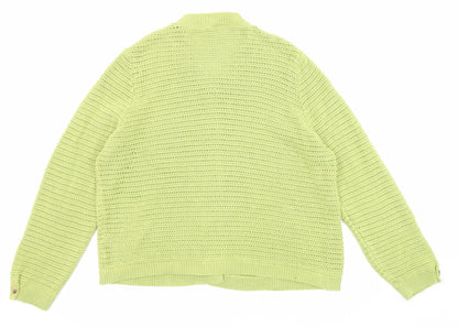 Ange Womens Green Round Neck Cotton Cardigan Jumper Size M - Size M-L