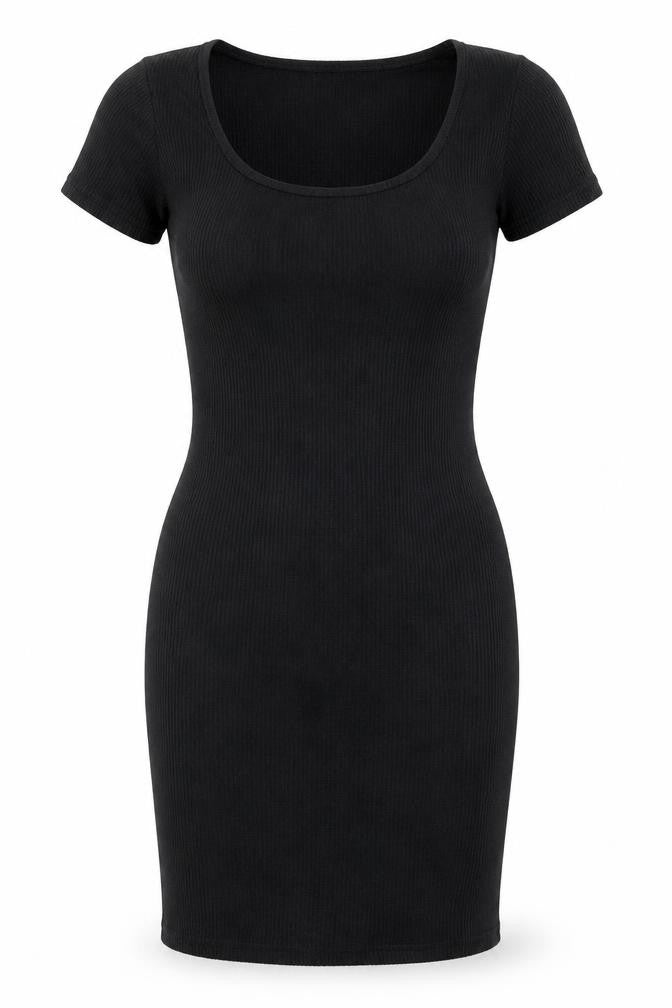 PRETTYLITTLETHING Womens Black Viscose Bodycon Size 8 Scoop Neck Pullover