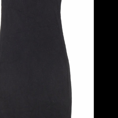 PRETTYLITTLETHING Womens Black Viscose Bodycon Size 8 Scoop Neck Pullover