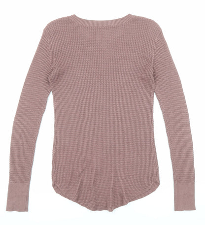 Kismet Womens Purple Round Neck Cotton Pullover Jumper Size XS