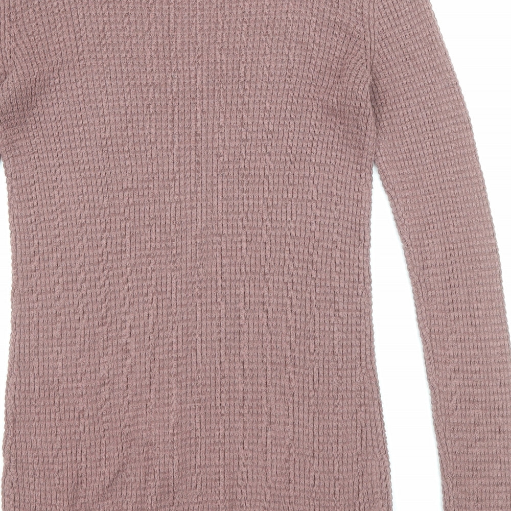 Kismet Womens Purple Round Neck Cotton Pullover Jumper Size XS