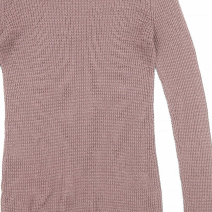 Kismet Womens Purple Round Neck Cotton Pullover Jumper Size XS