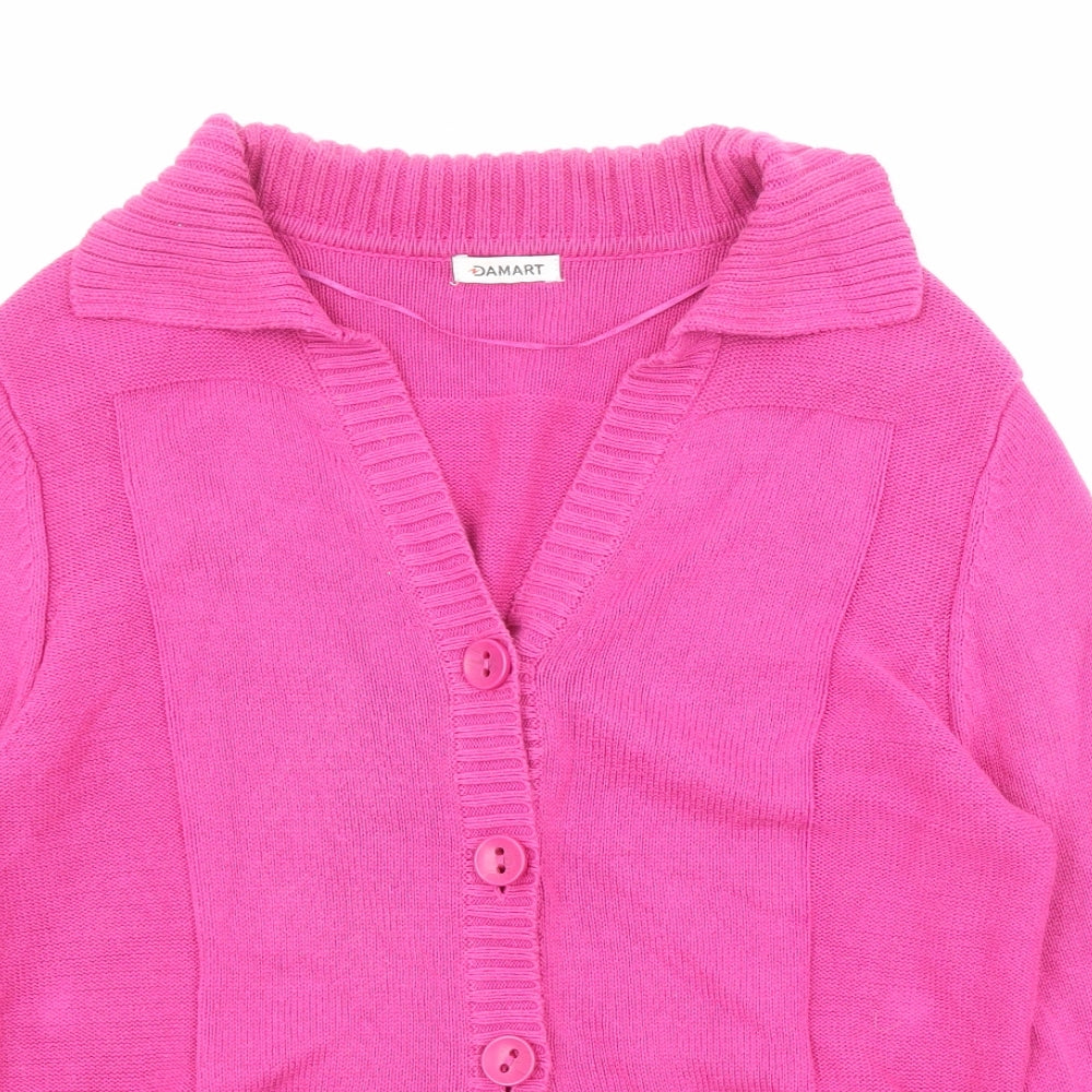 Womens UK Size 10 Damart Pink Cardigan Jumper