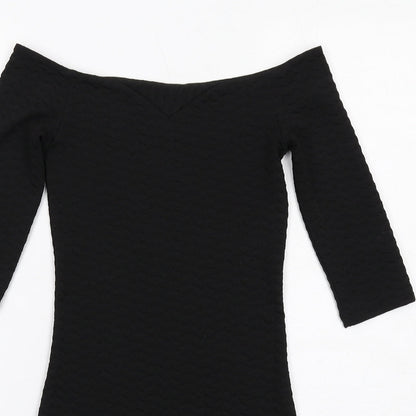 Miss Selfridge Womens Black Polyester Bodycon Size 8 Off the Shoulder Pullover