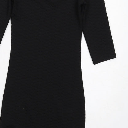Miss Selfridge Womens Black Polyester Bodycon Size 8 Off the Shoulder Pullover