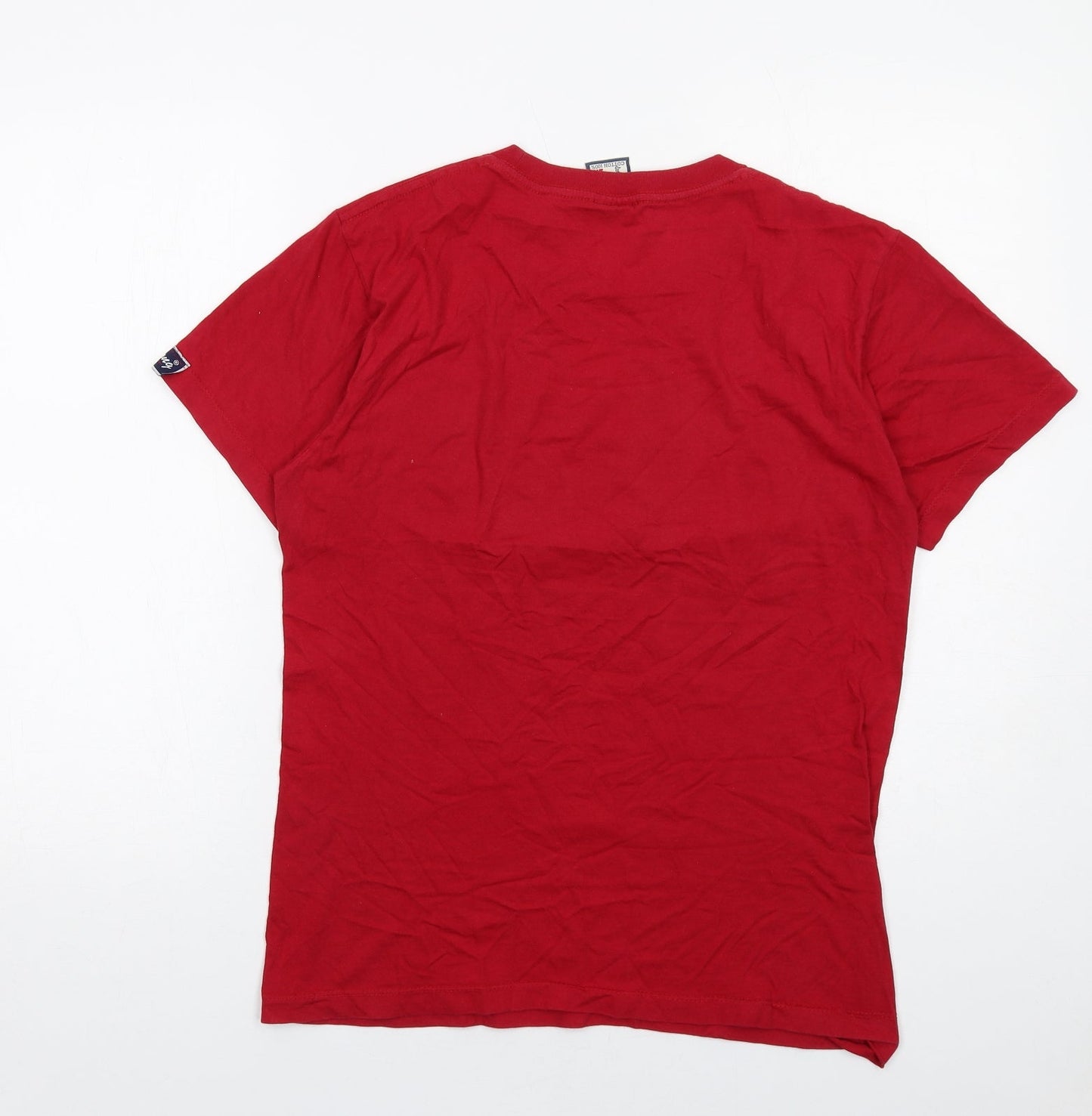 Kaitong Mens Red Cotton T-Shirt Size M Round Neck